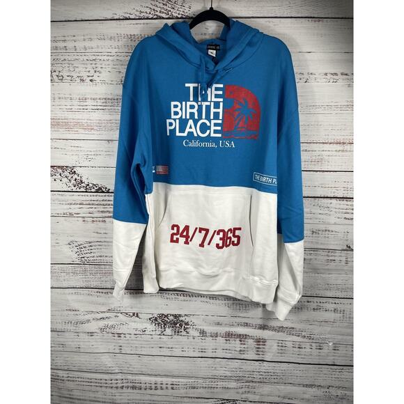 The Birth Place Hoodie Sweatpants Set Mens XL Blue White California USA 24/7 365 - Picture 2 of 11